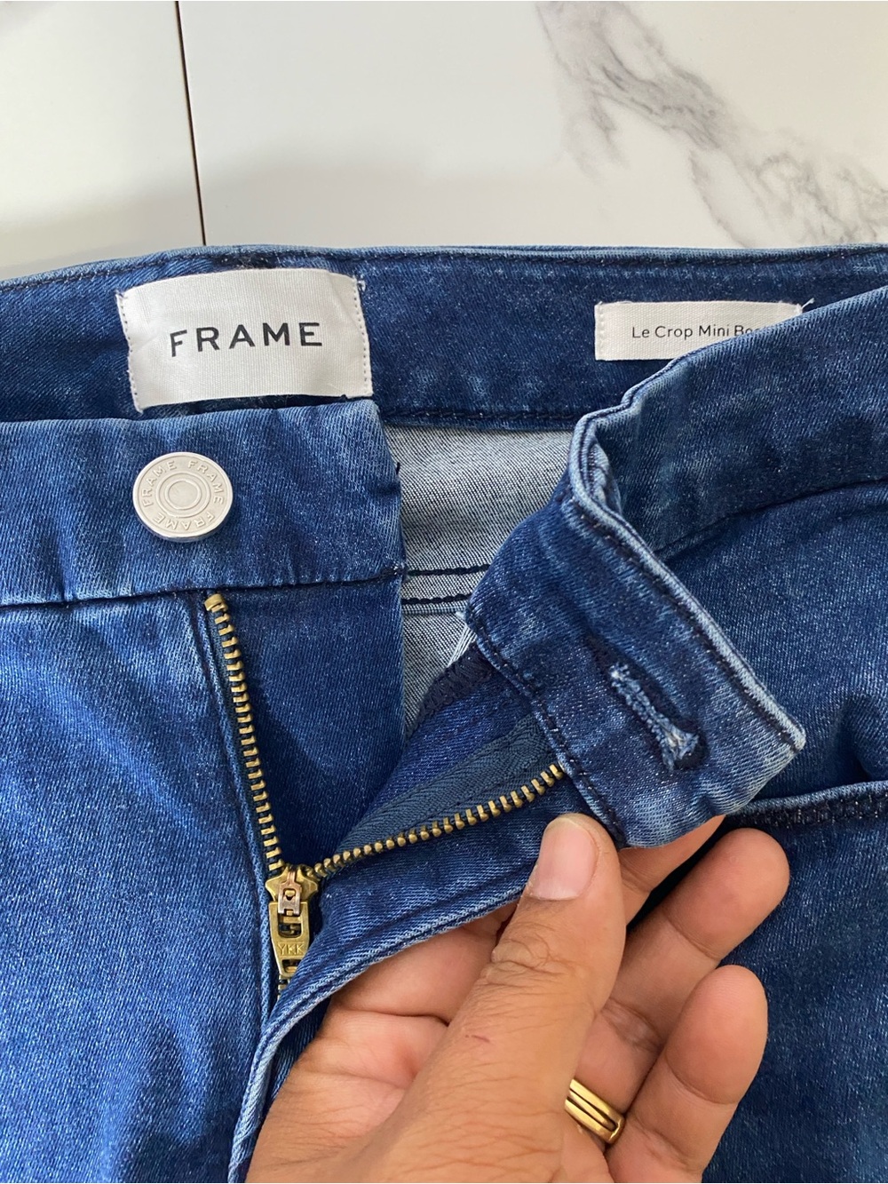 FRAME Le Crop Mini Bootcut Jean in Bornstein 28   Cotton Stretch Casual - Picture 5 of 11